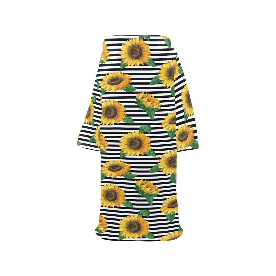sunflowers ribbon background Blanket Robe with Sleeves