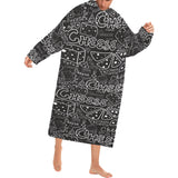 Handwritten cheese pattern Blanket Robe with Sleeves