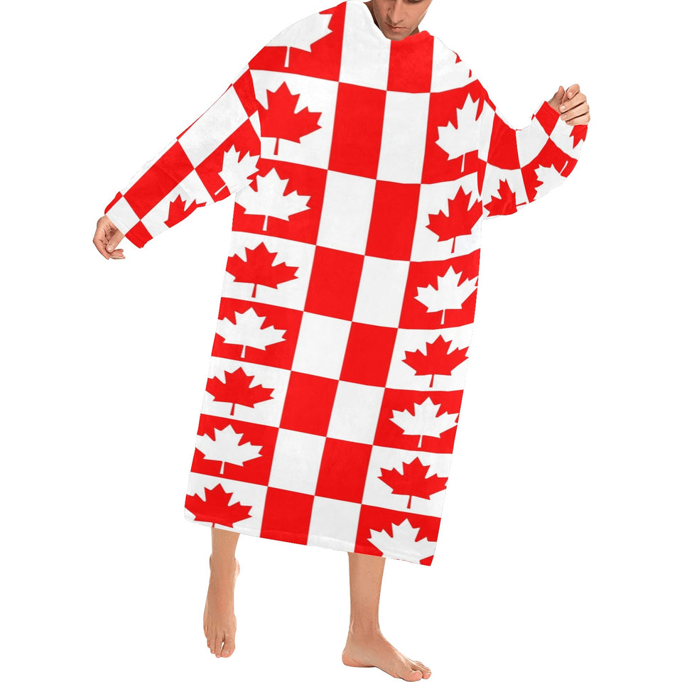 Canada Pattern Print Design 05 Blanket Robe with Sleeves