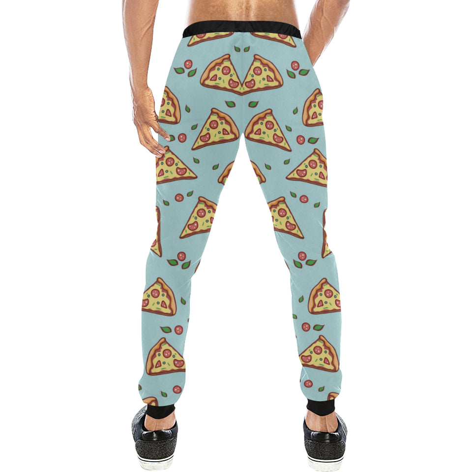Hand drawn pizza blue background Unisex Casual Sweatpants