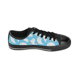 Cute white sea lion seals pattern Men's Low Top Canvas Shoes Black