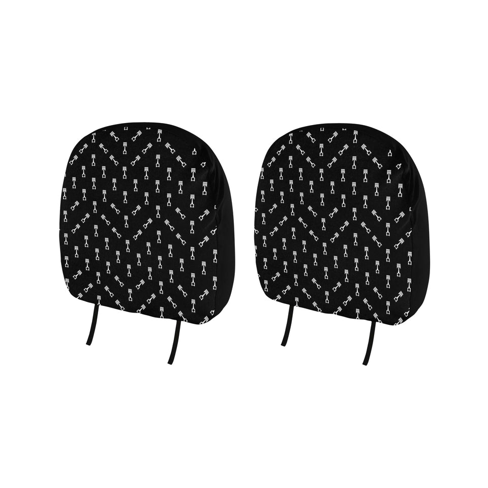 Engine Piston Black Theme Pattern Print Design 03 Car Headrest Cover