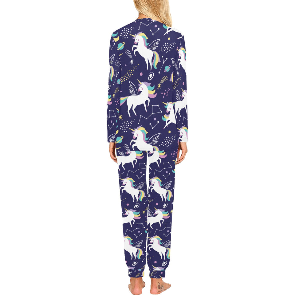Hand drawn cute unicorn star planet Women's All Over Print Pajama Set