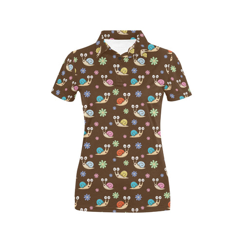 Snail Pattern Print Design 03 Women's All Over Print Polo Shirt