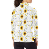 beautiful sunflowers pattern Women's Long Sleeve Polo Shirt