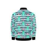 Cute octopuses heart striped background Kids' Boys' Girls' Bomber Jacket