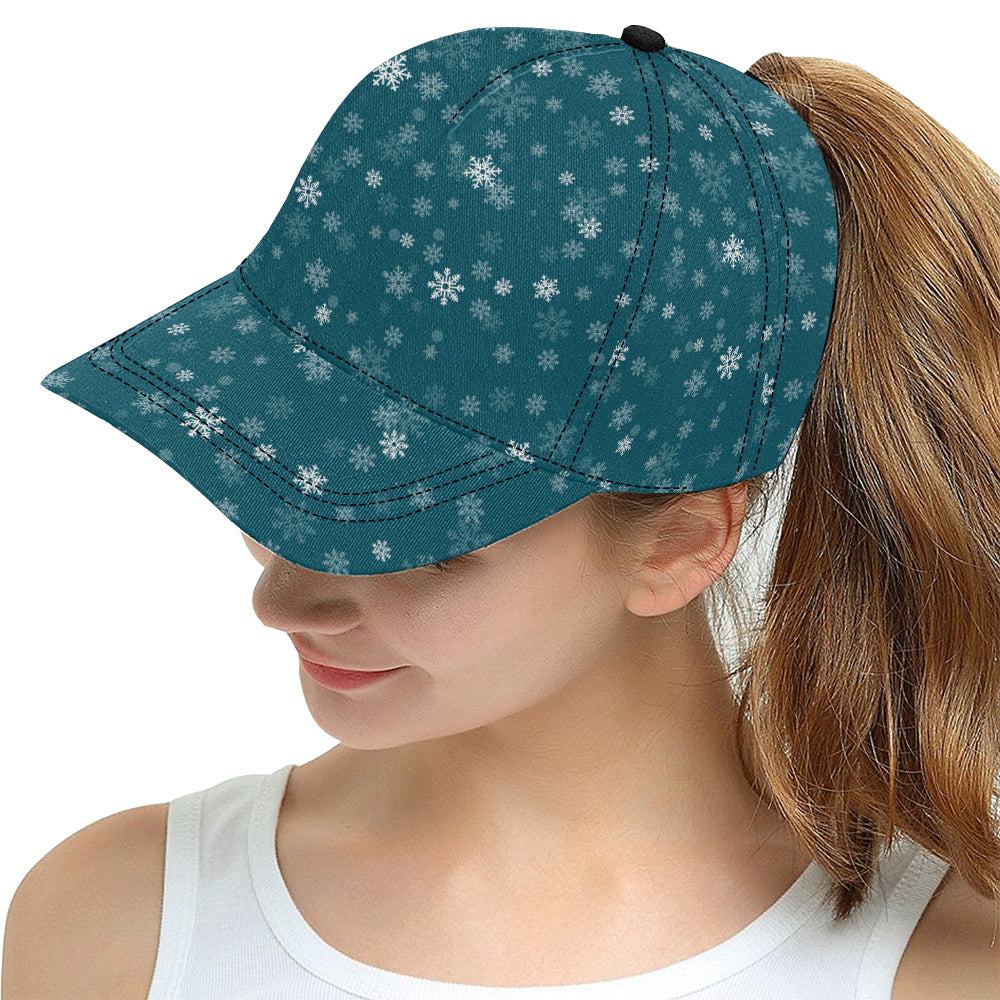 Snowflake pattern dark background All Over Print Snapback Cap