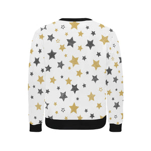 hand drawn gold black star pattern Men's Crew Neck Sweatshirt