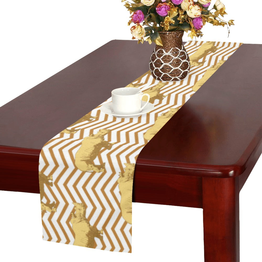 Rhino yellow theme pattern Table Runner