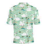 White swan lake pattern Men's All Over Print Polo Shirt