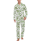 Hand drawn sketch style green Chili peppers patter Men's Long Pajama Set