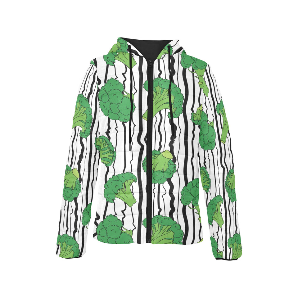 Cool Broccoli pattern Women's Padded Hooded Jacket