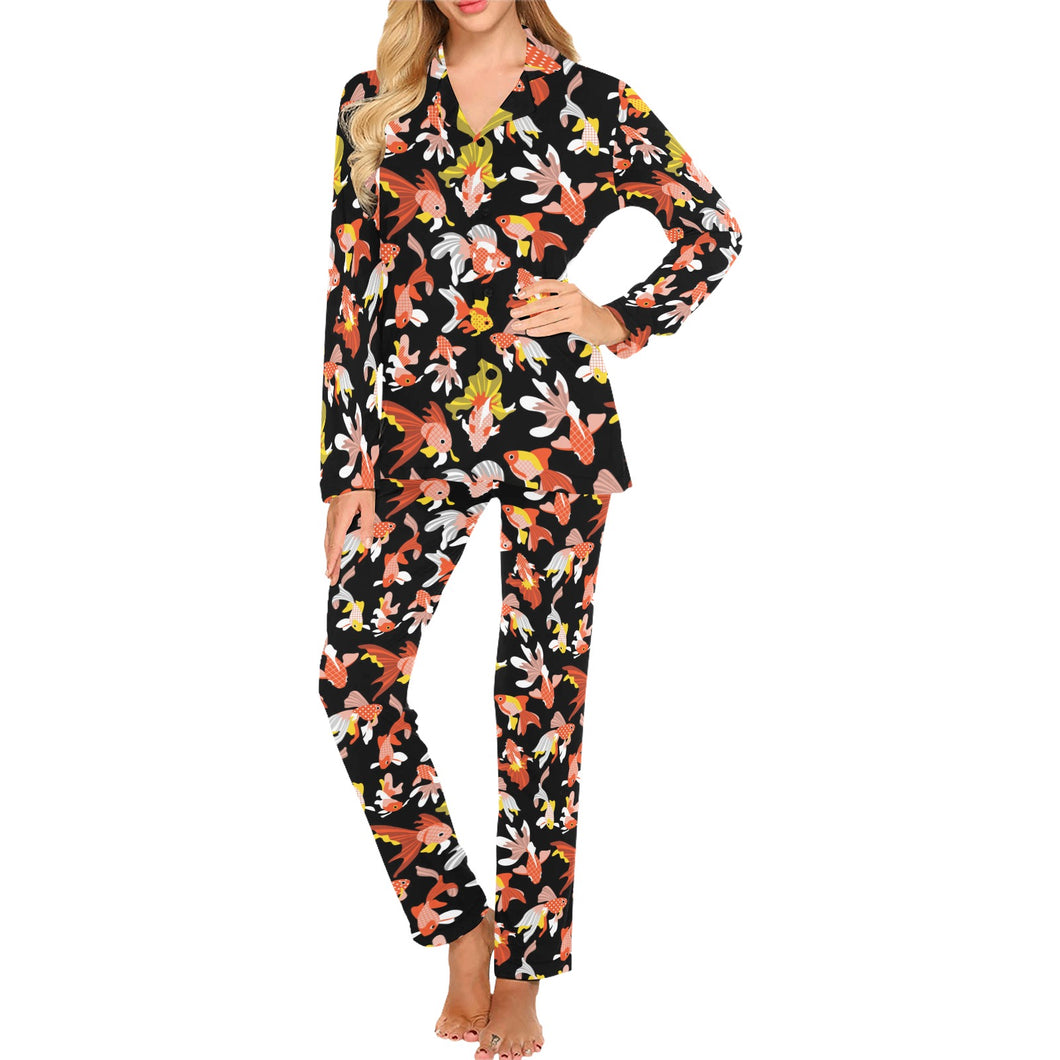 Goldfish Pattern Print Design 03 Women's Long Pajama Set
