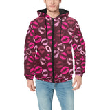 Lips Pattern Print Design 03 Men's Padded Hooded Jacket