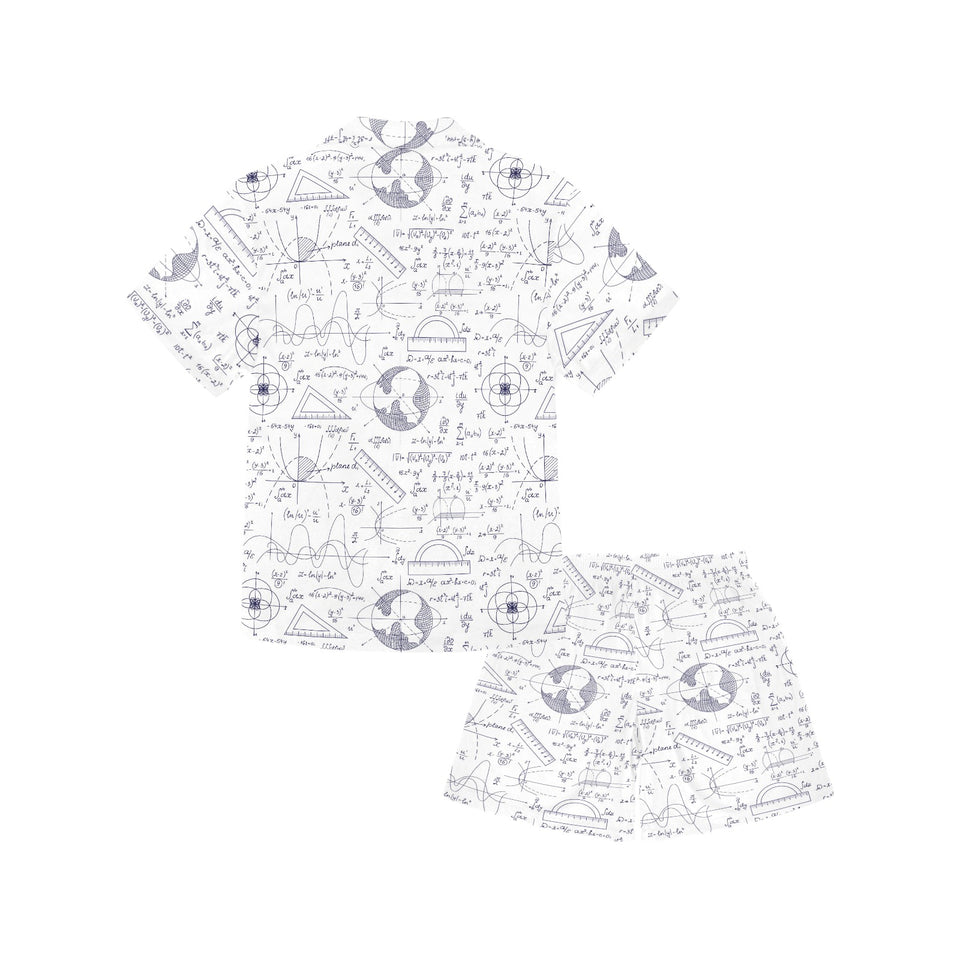 Math Pattern Print Design 03 Kids' Boys' Girls' V-Neck Short Pajama Set