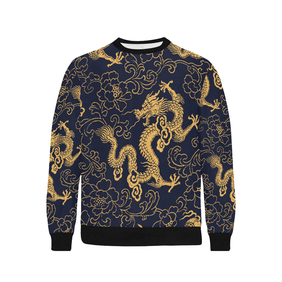 Gold dragon pattern Men's Crew Neck Sweatshirt