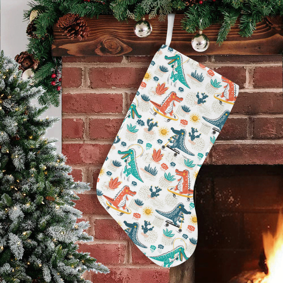 Cute Crocodile Pattern Christmas Stocking