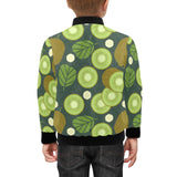 Whole sliced kiwi leave and flower Kids' Boys' Girls' Bomber Jacket