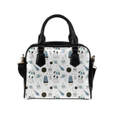Hand drawn space elements space rocket star planet Shoulder Handbag