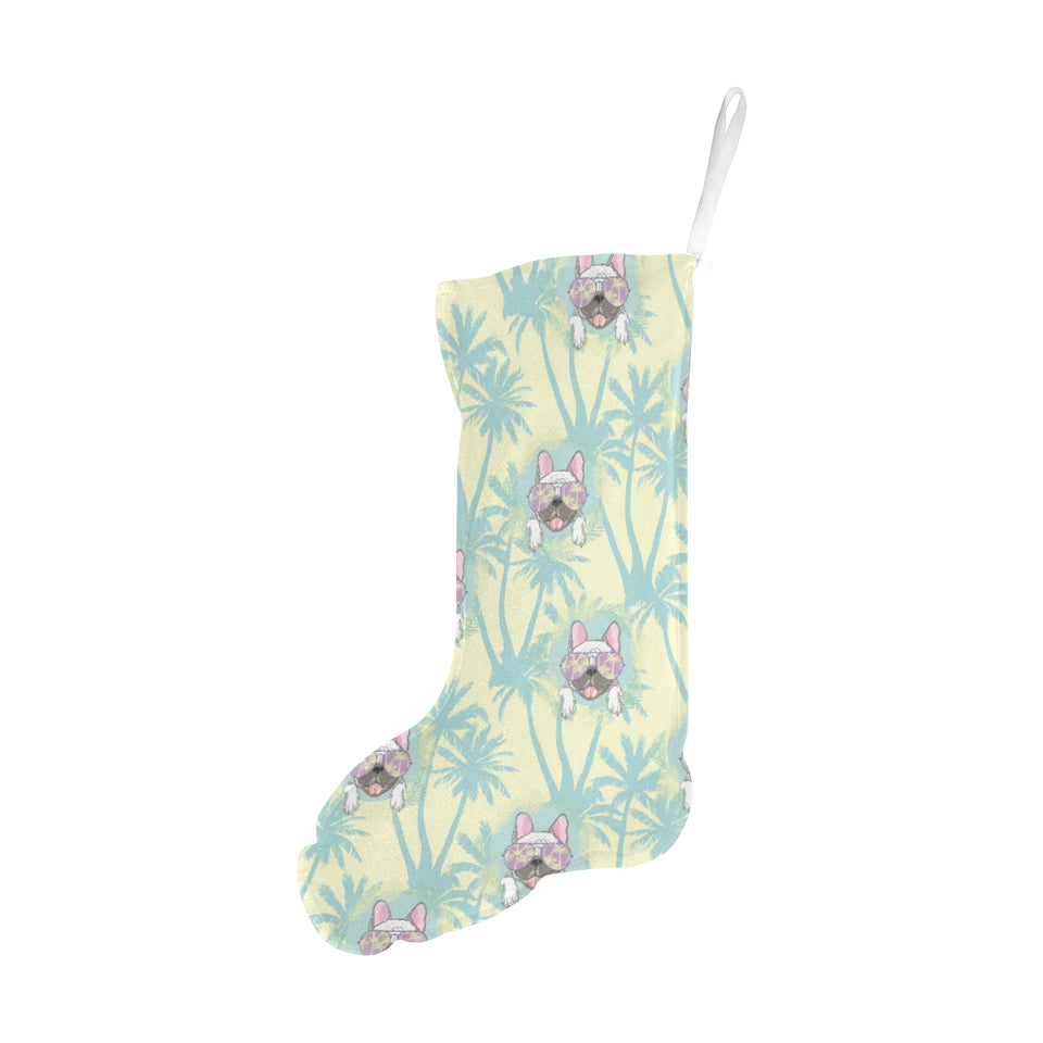 French bulldog hawaii blackground Christmas Stocking
