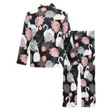 white swan blooming flower pattern Men's Long Pajama Set