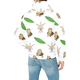 Color hand drawn cacao pattern Men's Padded Hooded Jacket