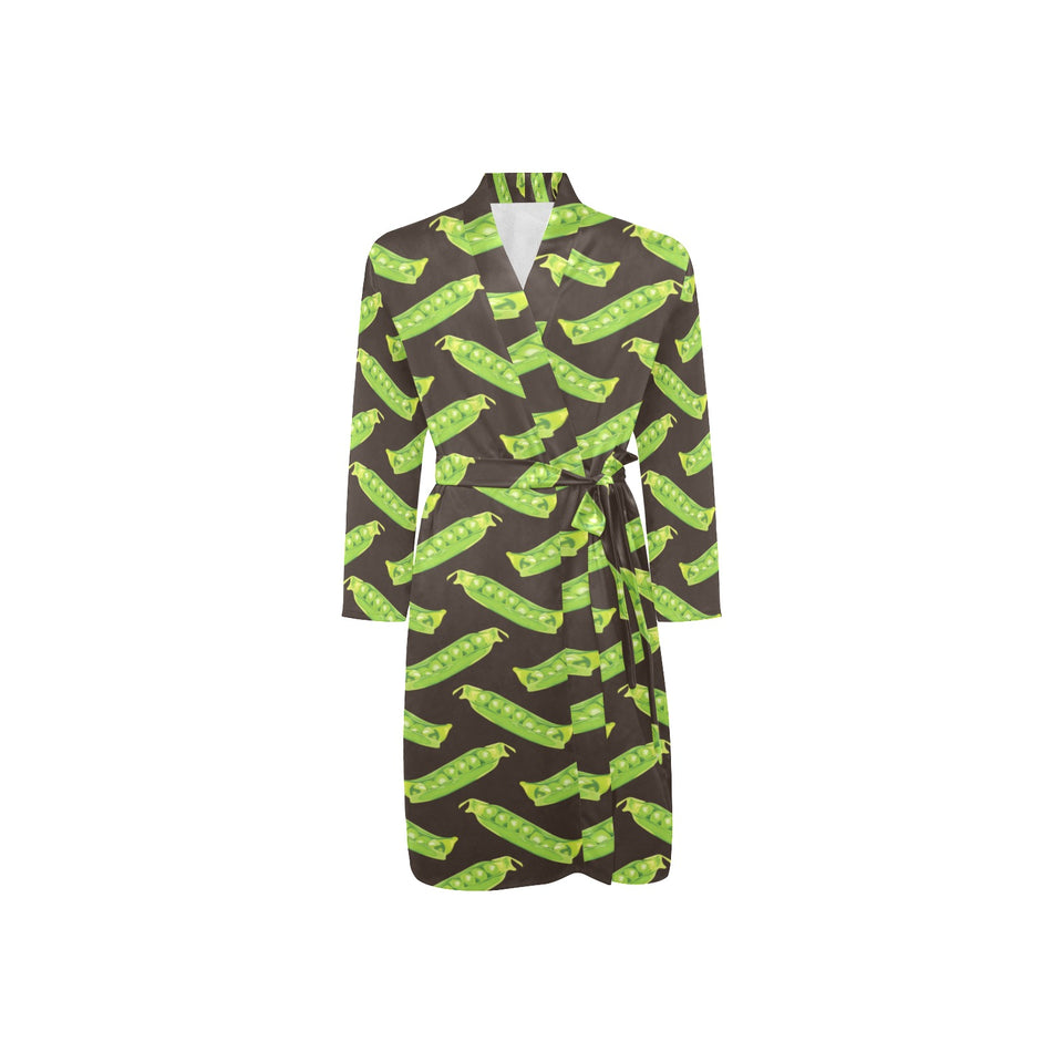 Green Peas Pattern Print Design 05 Men's Long Sleeve Belted Night Robe