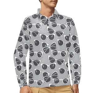 Sun Glasses Pattern Print Design 04 Men's Long Sleeve Polo Shirt