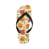 Maple leaf oak leaf acorns beige striped backgroun Unisex Flip Flops