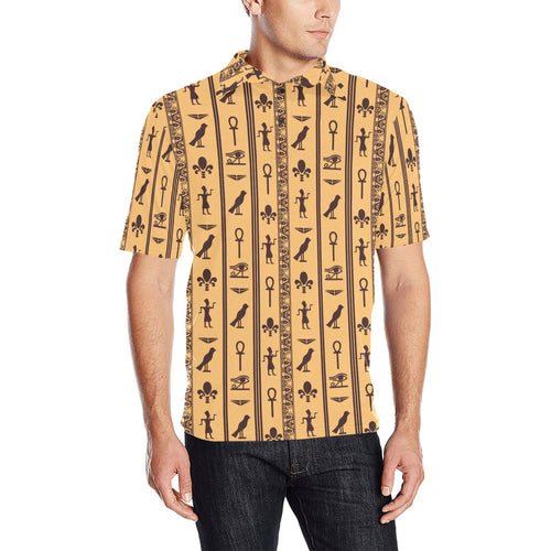Egypt Hieroglyphics Pattern Print Design 02 Men's All Over Print Polo Shirt