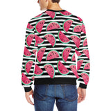 Watercolor paint textured watermelon pieces Men's Crew Neck Sweatshirt