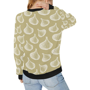 Garlic design pattern Women's Crew Neck Sweatshirt