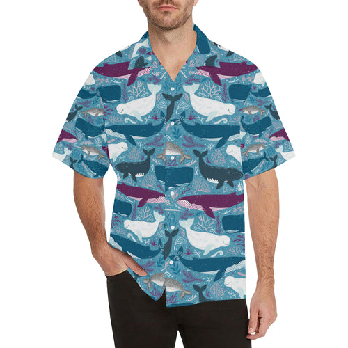 Whale design pattern Men's All Over Print Hawaiian Shirt