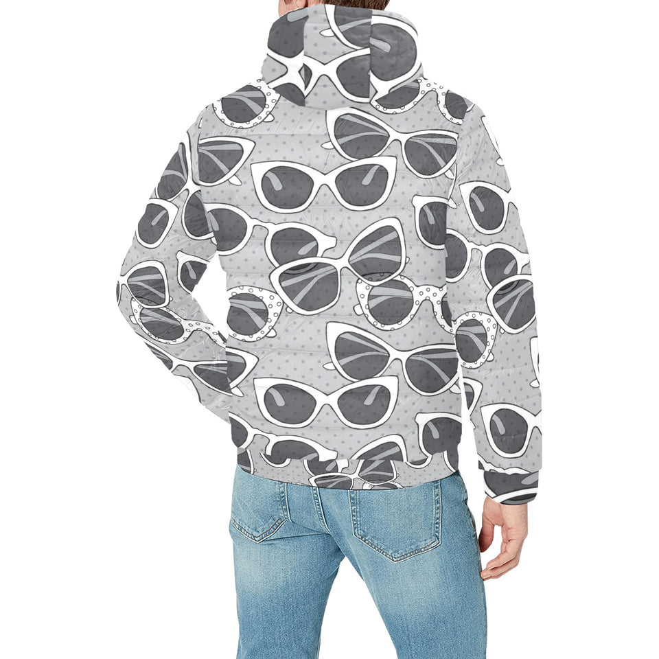 Sun Glasses Pattern Print Design 04 Men's Padded Hooded Jacket