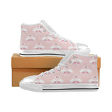 White swan and flower love pattern Women's High Top Canvas Shoes White