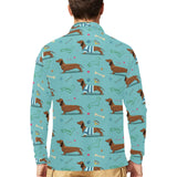 Dachshund decorative background Men's Long Sleeve Polo Shirt