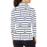 Anchor rope nautical pattern Women's Long Sleeve Polo Shirt