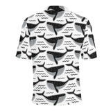 Black whale pattern Men's All Over Print Polo Shirt