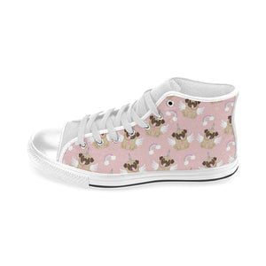 Cute unicorn pug pattern Men's High Top Canvas Shoes White