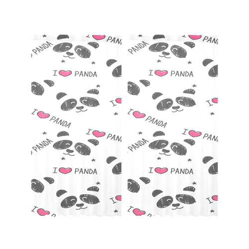 Hand Drawn faces of pandas pattern Gauze Curtain