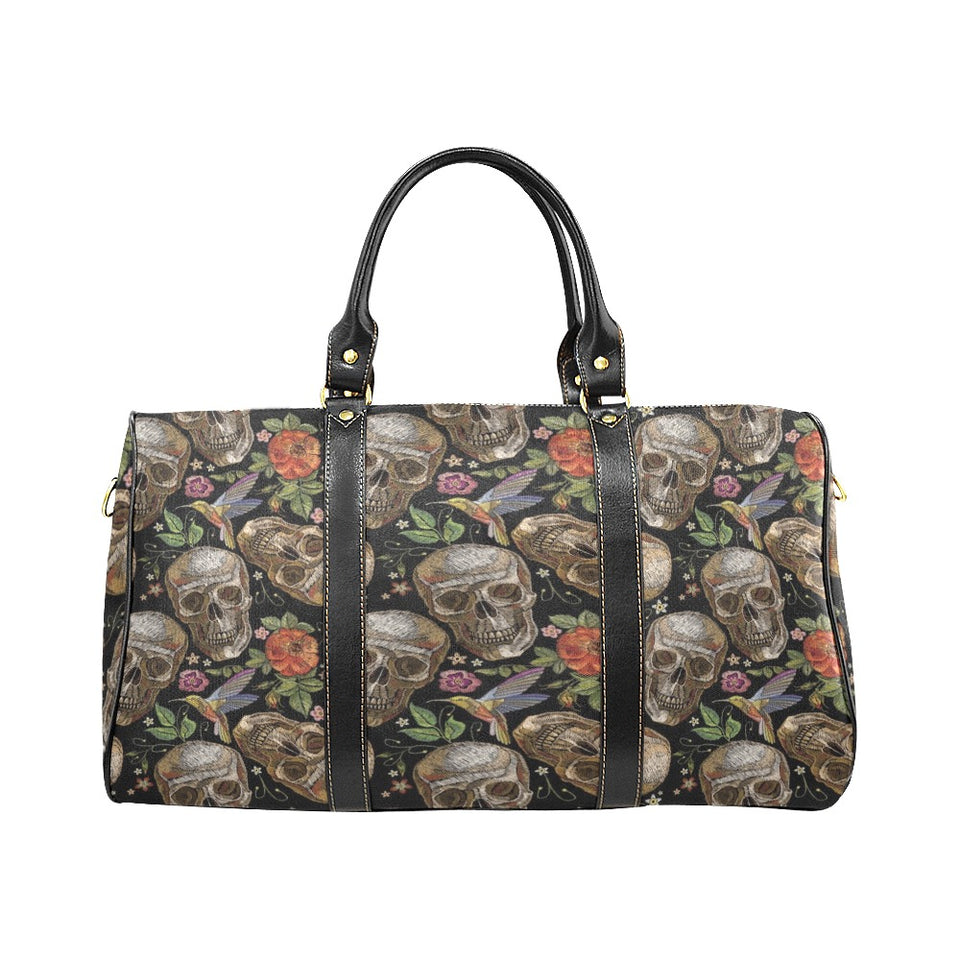 Skull rose humming bird flower pattern Travel Bag