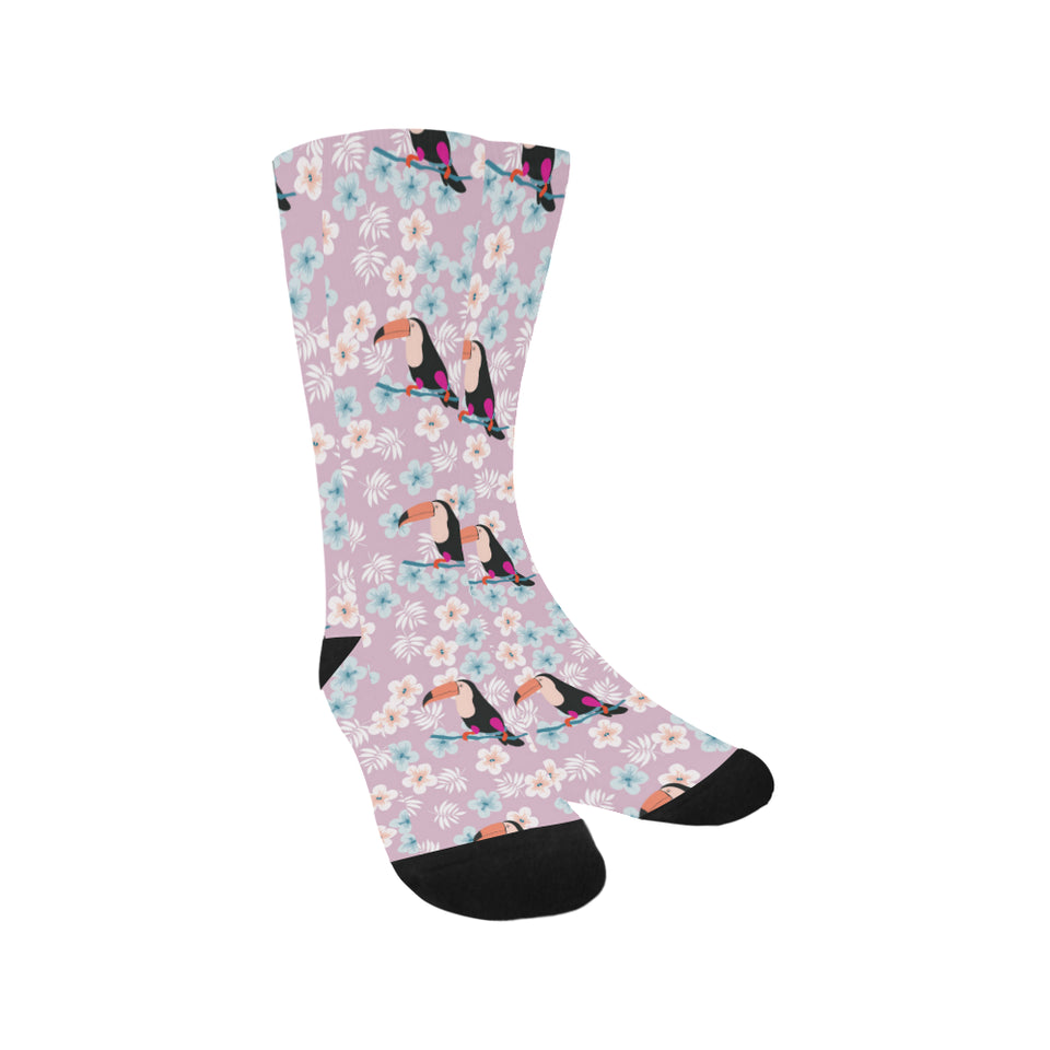 Beautiful toucan flower leaves Crew Socks