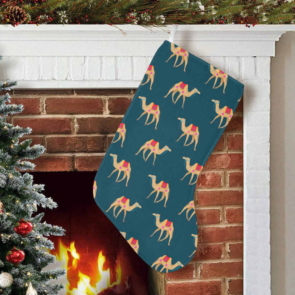 Camel pattern blue blackground Christmas Stocking
