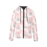 Cute moon cloud star pattern pink dot background Women's Padded Hooded Jacket
