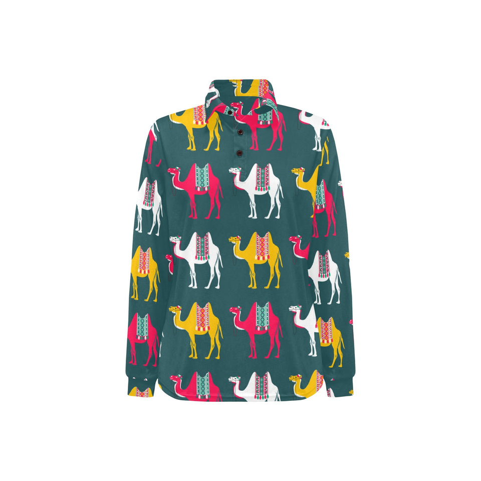 Camel pattern Women's Long Sleeve Polo Shirt