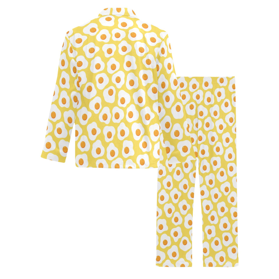 Fried Eggs Pattern Print Design 05 Men's Long Pajama Set