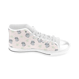 cute raccoons leaves pattern Men's High Top Canvas Shoes White