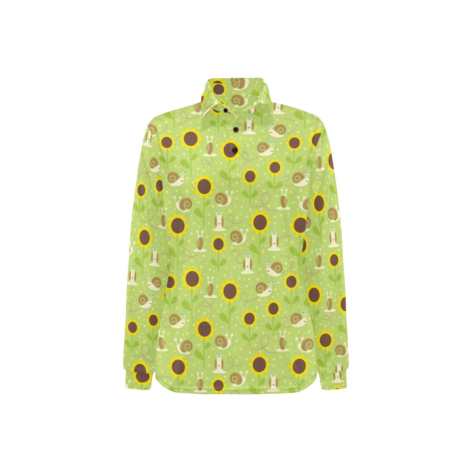Snail Pattern Print Design 01 Women's Long Sleeve Polo Shirt