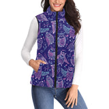 Cute owls pattern boho style ornament Women's Padded Vest