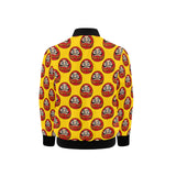 Daruma japanese wooden doll yellow background Kids' Boys' Girls' Bomber Jacket